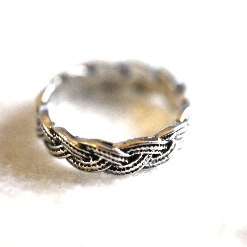 Unusual Braided Silver Tone Art Deco Band Sizes 6 & 9 NWOT Ring